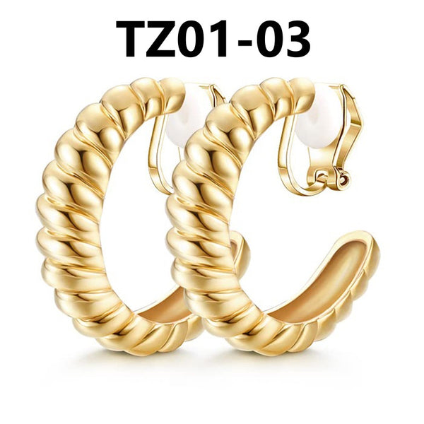 C Shaped Clip On Earrings
