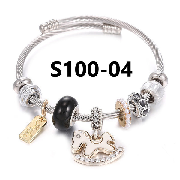Silver Stainless Steel Charm Bracelets