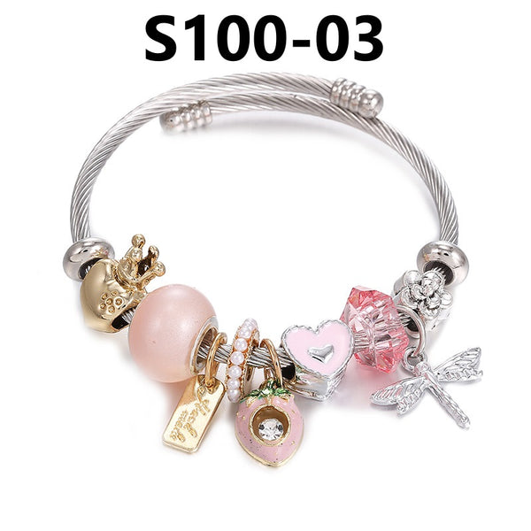 Silver Stainless Steel Charm Bracelets