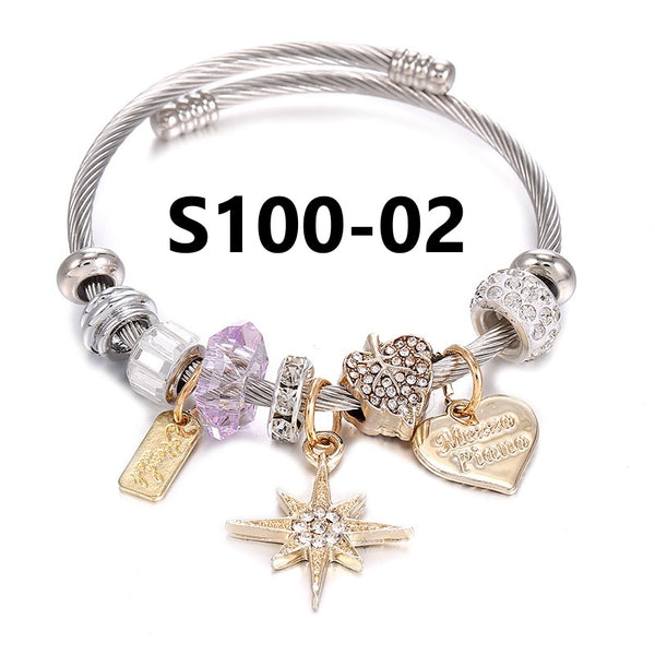 Silver Stainless Steel Charm Bracelets