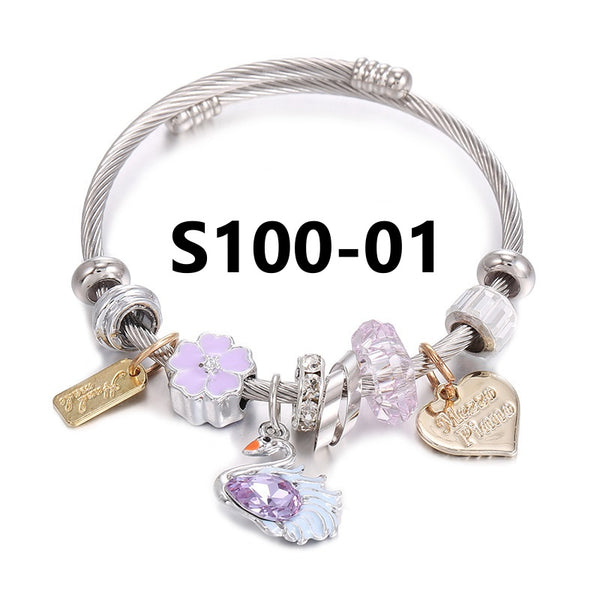 Silver Stainless Steel Charm Bracelets