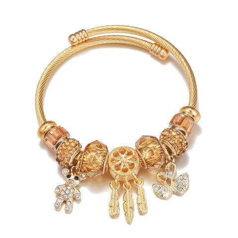 Gold Stainless Steel Charm Bracelet
