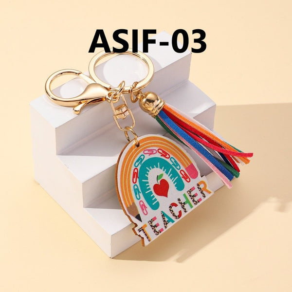 Teacher Wooden Pendant Key Chain