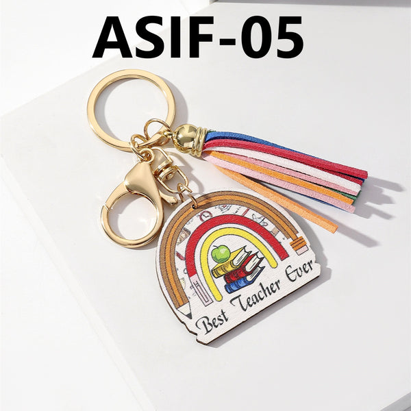 Teacher Wooden Pendant Key Chain
