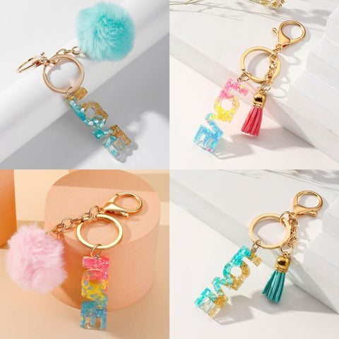 Resin LOVE Letters Keychains