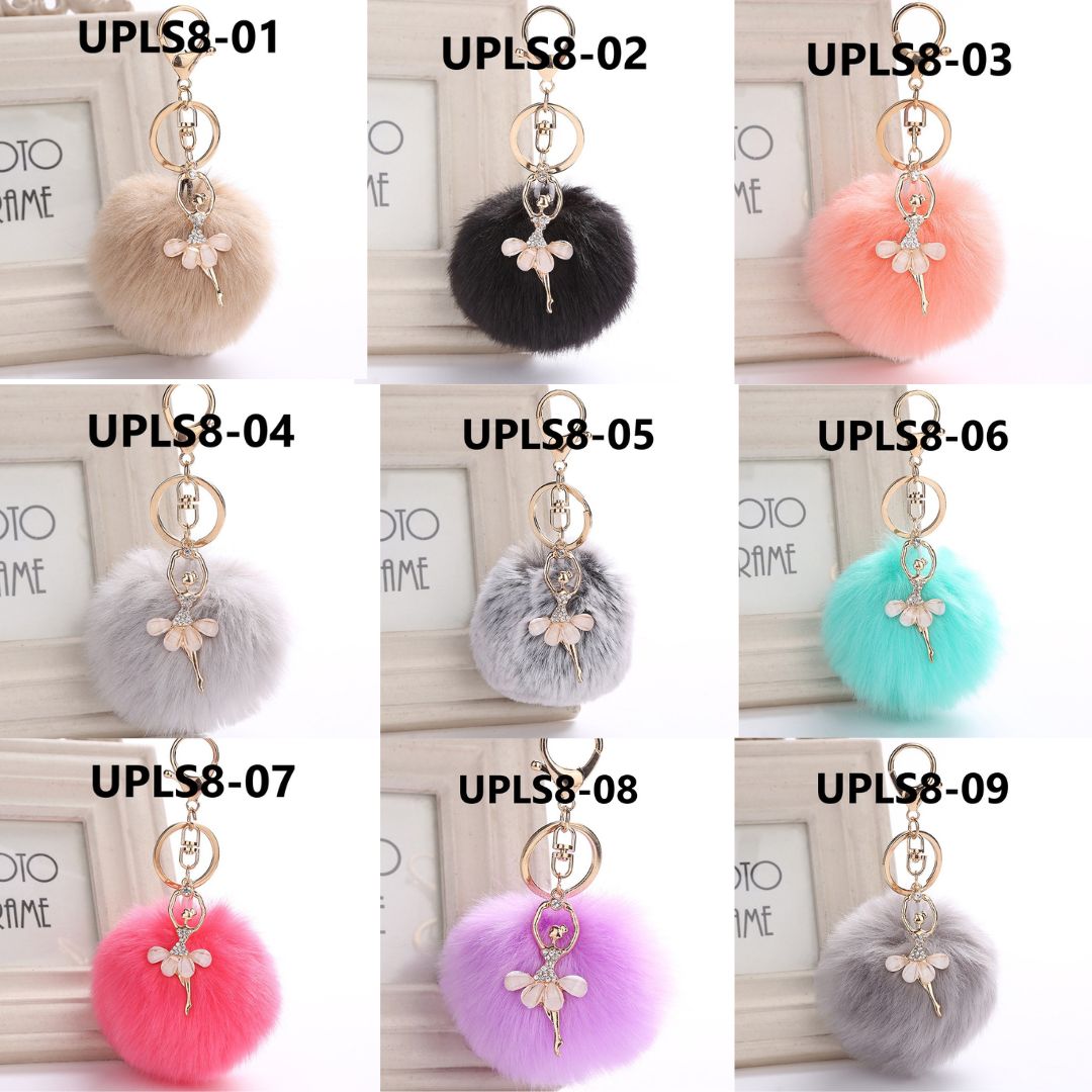 Ballerine Rabbit Fur Ball Key Chain