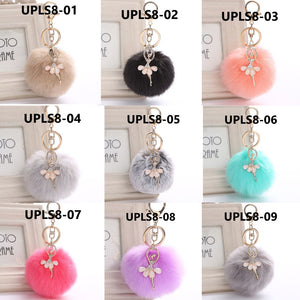 Ballerine Rabbit Fur Ball Key Chain