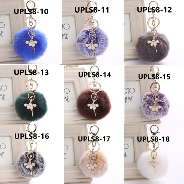 Ballerine Rabbit Fur Ball Key Chain
