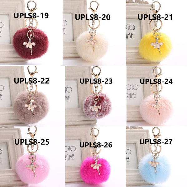 Ballerine Rabbit Fur Ball Key Chain