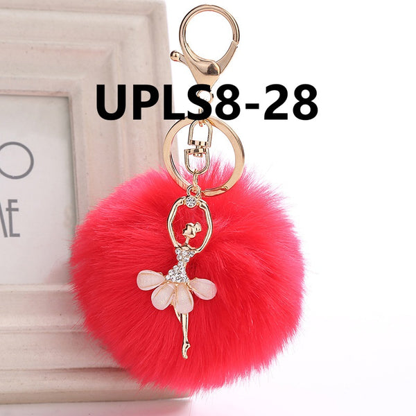 Ballerine Rabbit Fur Ball Key Chain