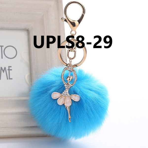 Ballerine Rabbit Fur Ball Key Chain
