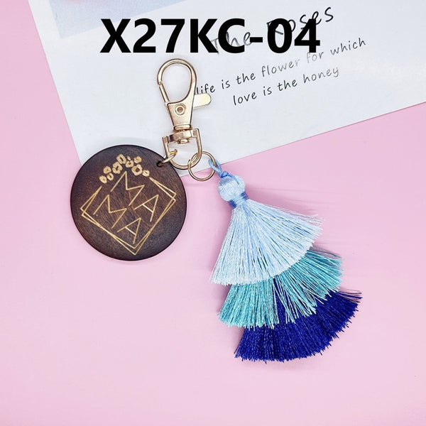 MAMA Wooden Tassel Key Chain
