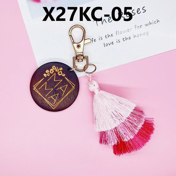 MAMA Wooden Tassel Key Chain