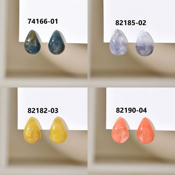 Resin Marbled Chunky Dome Drop Earrings