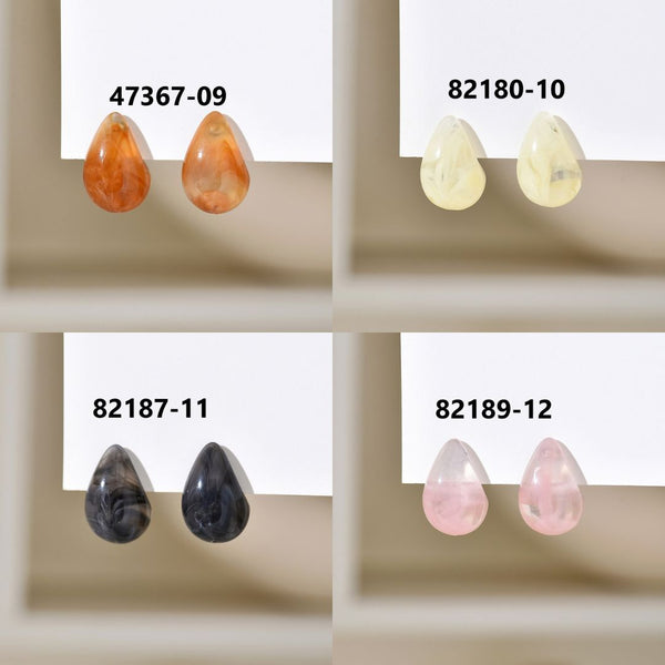 Resin Marbled Chunky Dome Drop Earrings