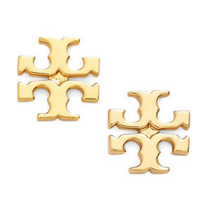 TB Glossy Gold Logo Earrings