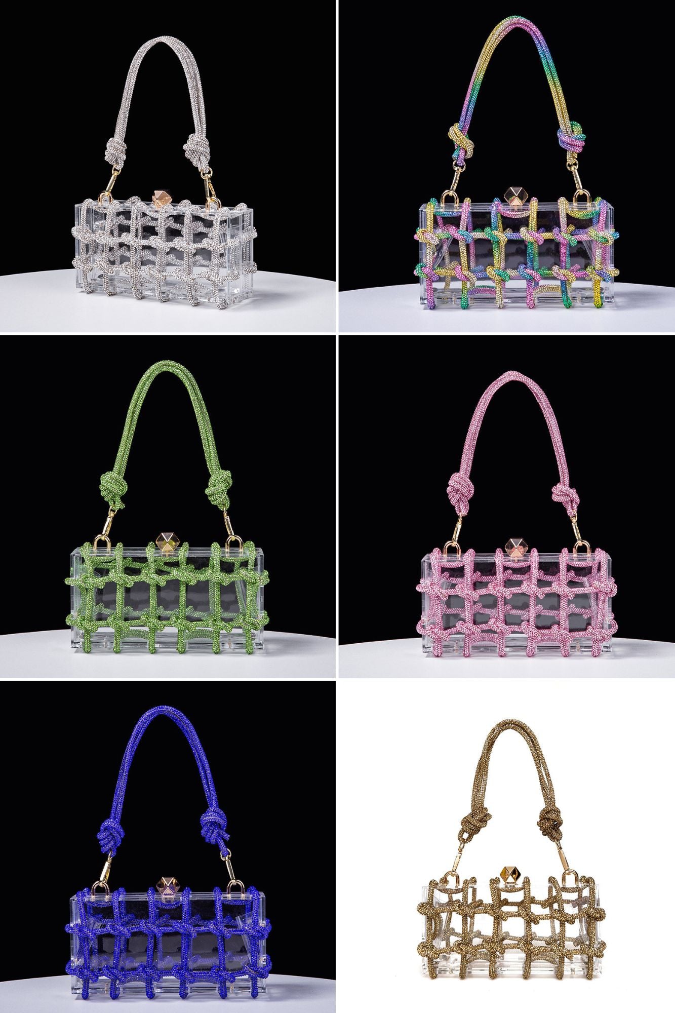 Shiny Diamond Rope Transparent Acrylic Clutch
