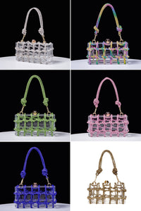 Shiny Diamond Rope Transparent Acrylic Clutch