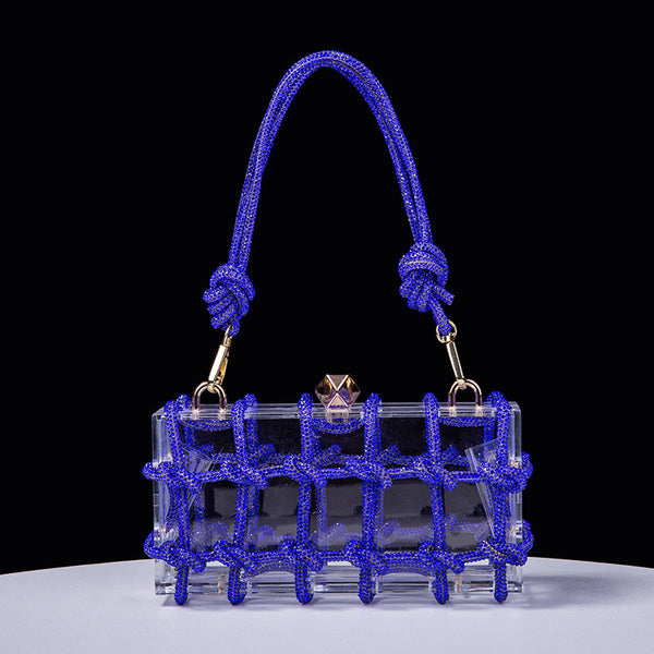 Shiny Diamond Rope Transparent Acrylic Clutch