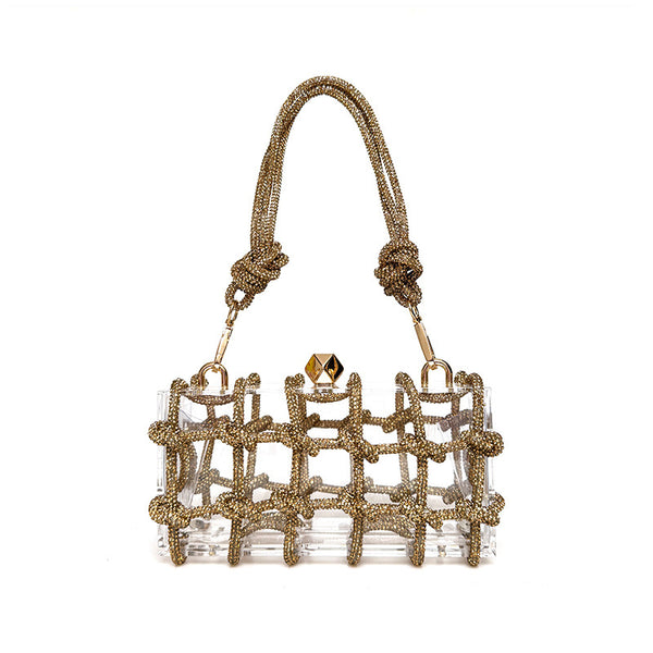 Shiny Diamond Rope Transparent Acrylic Clutch