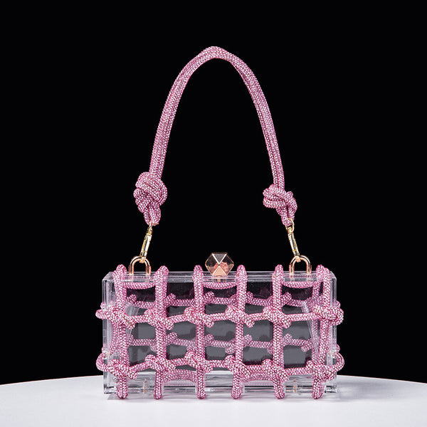 Shiny Diamond Rope Transparent Acrylic Clutch