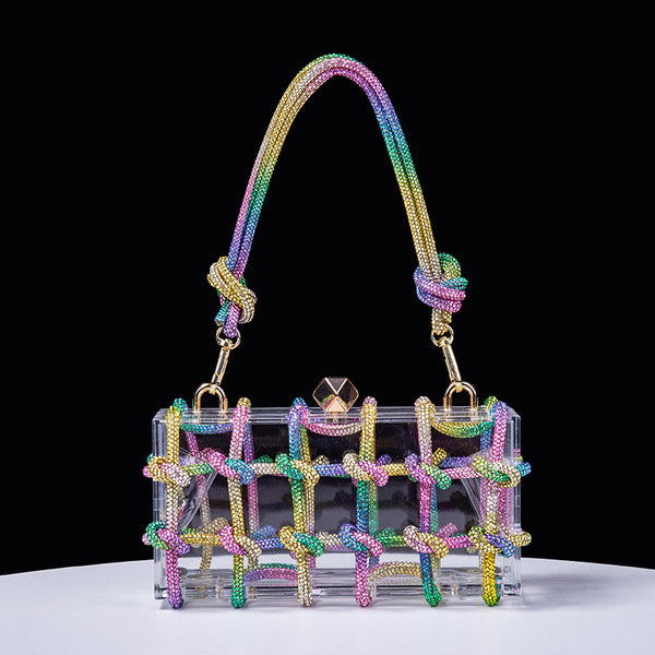 Shiny Diamond Rope Transparent Acrylic Clutch