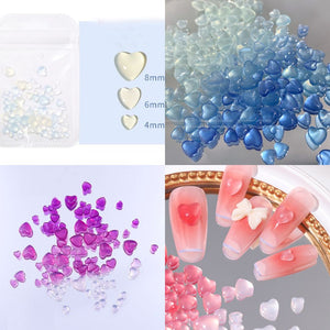 Crystal Heart Nail Art Decoration Mixed Size