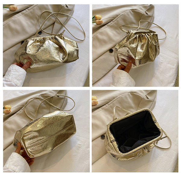 Metallic Pleated Clutch