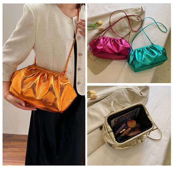 Metallic Pleated Clutch