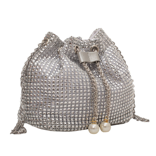 Studded Drawstring Pouch With Pearls x6330