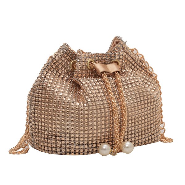 Studded Drawstring Pouch With Pearls x6330