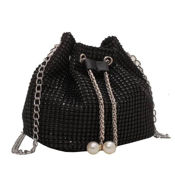 Studded Drawstring Pouch With Pearls x6330