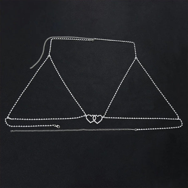 Rhinestone Heart Chest Chain 31105