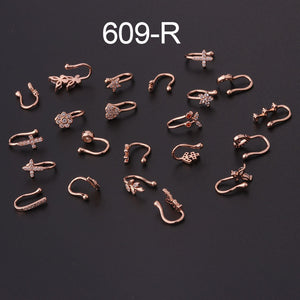 Micro-Inlaid Zircon U-shaped Nose And Ear Bone Clip Rose Gold