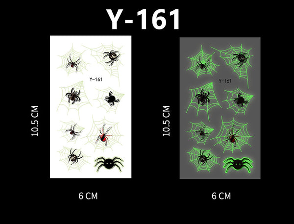 Luminous Halloween Cartoon and Spider Web Tattoos