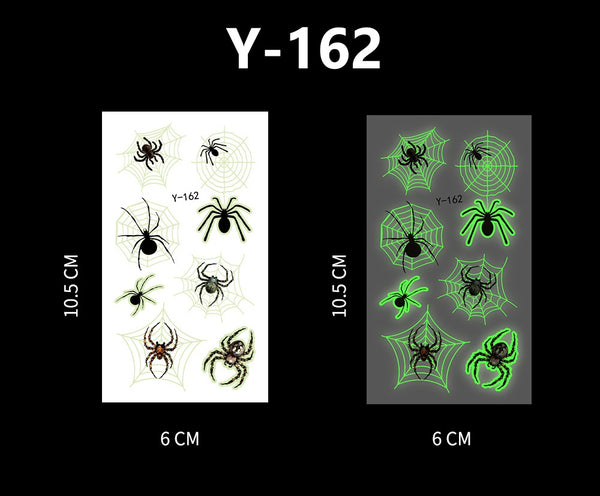 Luminous Halloween Cartoon and Spider Web Tattoos
