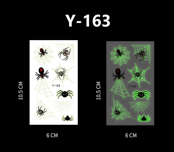 Luminous Halloween Cartoon and Spider Web Tattoos
