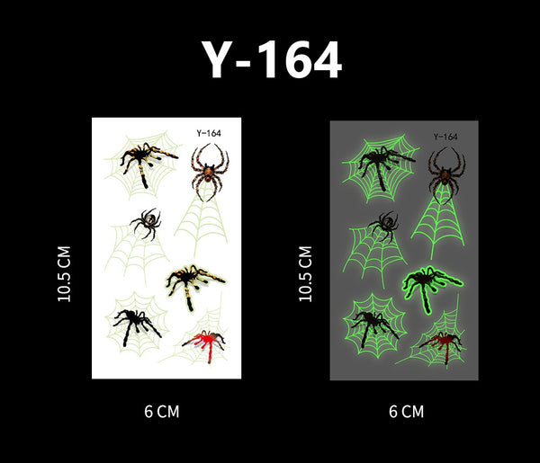 Luminous Halloween Cartoon and Spider Web Tattoos