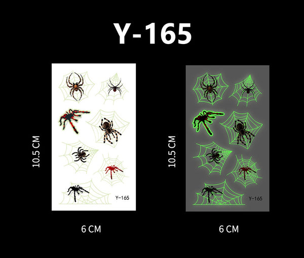 Luminous Halloween Cartoon and Spider Web Tattoos