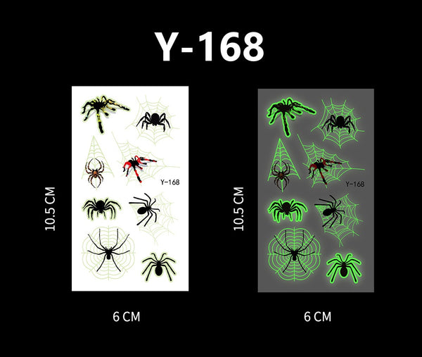 Luminous Halloween Cartoon and Spider Web Tattoos