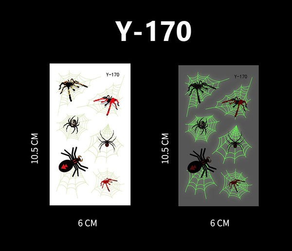 Luminous Halloween Cartoon and Spider Web Tattoos