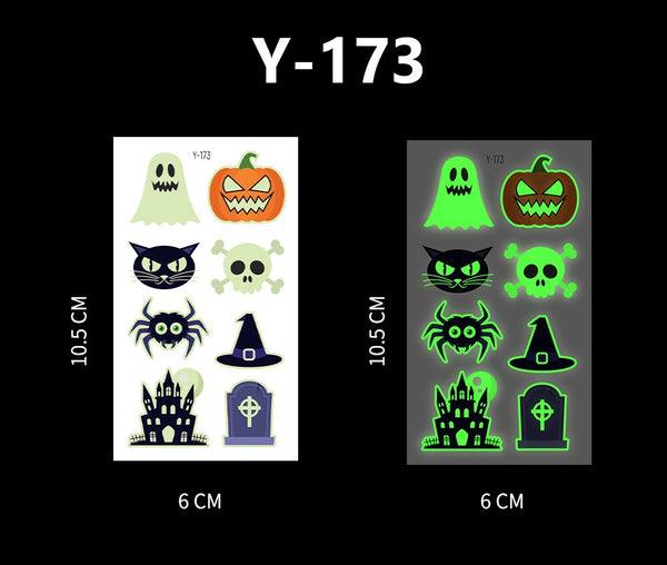 Luminous Halloween Cartoon and Spider Web Tattoos