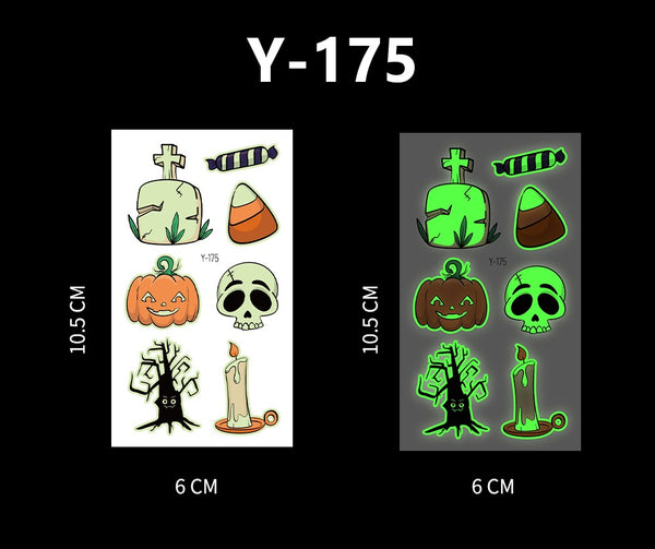 Luminous Halloween Cartoon and Spider Web Tattoos