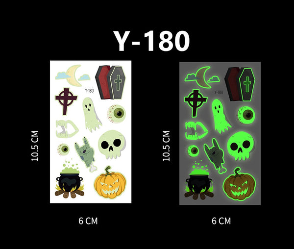Luminous Halloween Cartoon and Spider Web Tattoos
