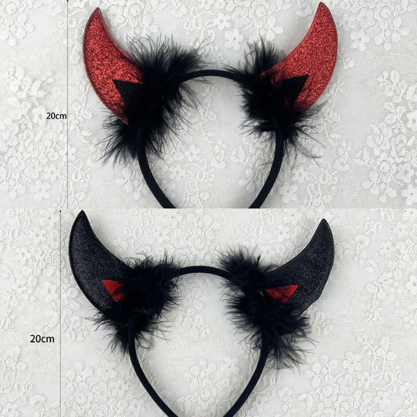 Halloween Horns With Fur and Sequins