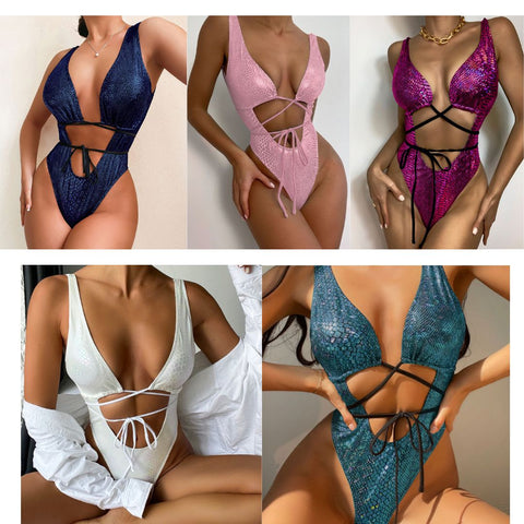 1 Piece Metallic Swimsuit DY91D