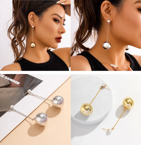 Metal Dangle Ball Earrings 2927