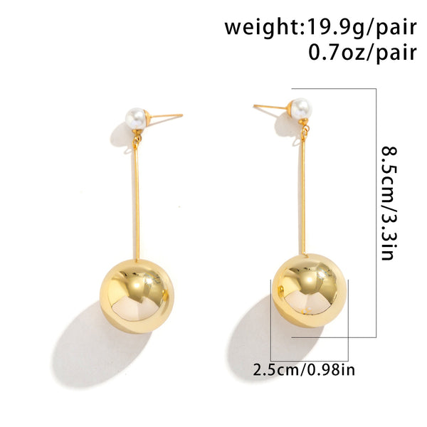 Metal Dangle Ball Earrings 2927