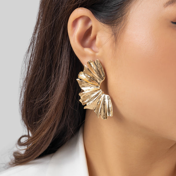 Metal Lotus Leaf Earrings 2885