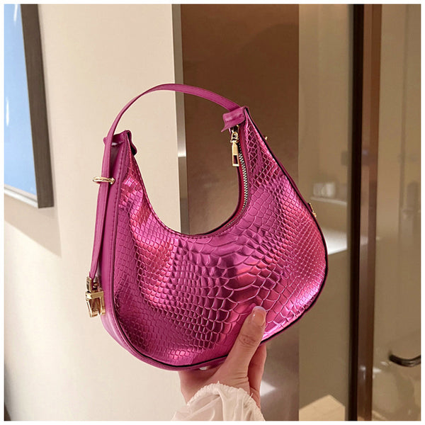 Metallic Crescent Underarm Bag